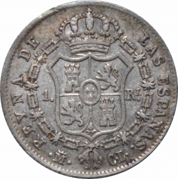 Испания 1 реал 1848 г. M CL, AU, "Королева Изабелла II (1847 - 1864)"