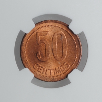 Испания 50 сентимо 1937 (36) г., NGC MS66 RD, "Вторая Республика (1931 - 1939)"