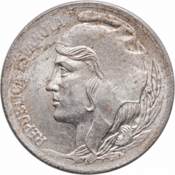 Испания 5 сентимо 1937 г., NGC MS63, "Вторая Республика (1931 - 1939)"