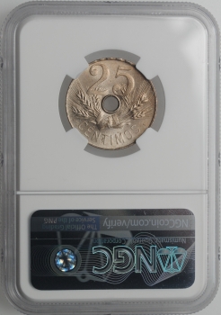 Испания 25 сентимо 1927 г., NGC MS65, "Король Альфонсо XIII (1886 - 1931)"