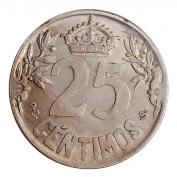 Испания 25 сентимо 1925 г., UNC, "Король Альфонсо XIII (1886 - 1931)"