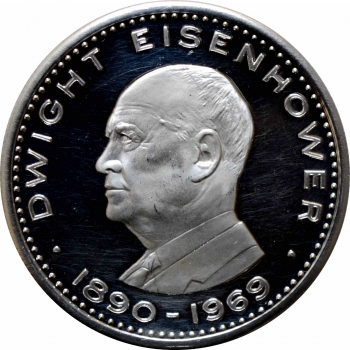 Рас-эль-Хайма (ОАЭ) 10 риялов 1970 г., PROOF, "Годовщина смерти Дуайта Эйзенхауэра"