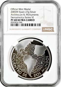 Іспанія Медаль 2005 р., NGC PF68 UC, "VI Іберо-американська серія - Архітектура"