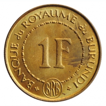 Бурунди 1 франк 1965 г., BU, "Король Мвамбутса IV (1915 - 1966)"