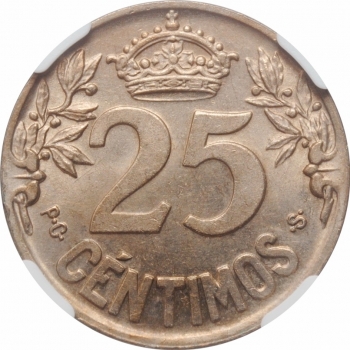 Испания 25 сентимо 1925 г., NGC MS64, "Король Альфонсо XIII (1886 - 1931)"