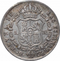 Испания 1 реал 1848 г. M CL, AU, "Королева Изабелла II (1847 - 1864)"