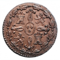 Испания 2 мараведи 1833 г., UNC, "Король Фердинанд VII (1813 - 1833)"