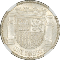 Испания 1 песета 1933 г. (34), NGC MS63, "Вторая Республика (1931 - 1939)"