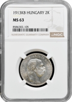 Угорщина 2 крони 1913 KB, NGC MS63, "Імператор Франц Йосип I (1848 - 1916)"