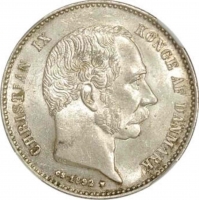 Дания 1 крона 1892 г. CS, NGC MS63, "Король Кристиан IX (1873 - 1906)"