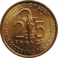 Французская Западная Африка 25 франков 1957 г., BU, 'Колония Франции (1944-1958)'